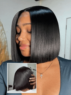 Luxury Vietnamese Straight Bob Wig Glueless 2x6 Lace Double Drawn - Image 2