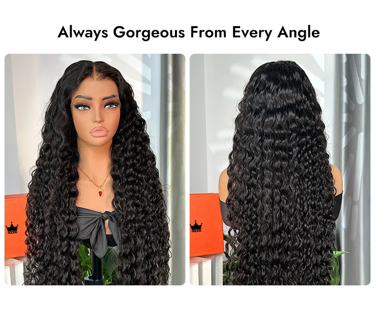 180% Density 13x6 HD Lace Frontal Wig | Long Deep Wave Glueless Human Hair Wig for Women - Image 13