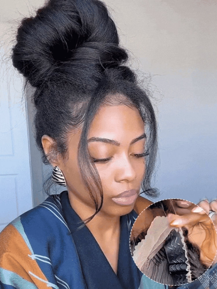 Invisible Drawstring Wigs Yaki Straight Transparent Lace 360 Lace Frontal with Baby Hair Around