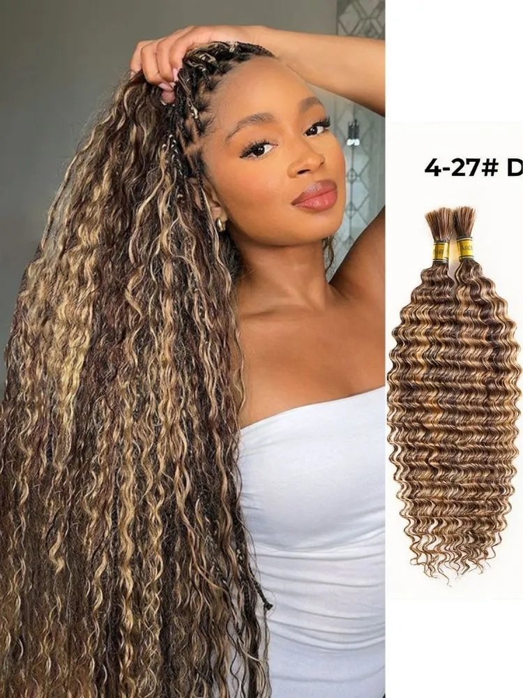 Deep Wave 4/27 Color Hair Bulk Human Braiding Hair No Weft 2 Bulks - Image 2