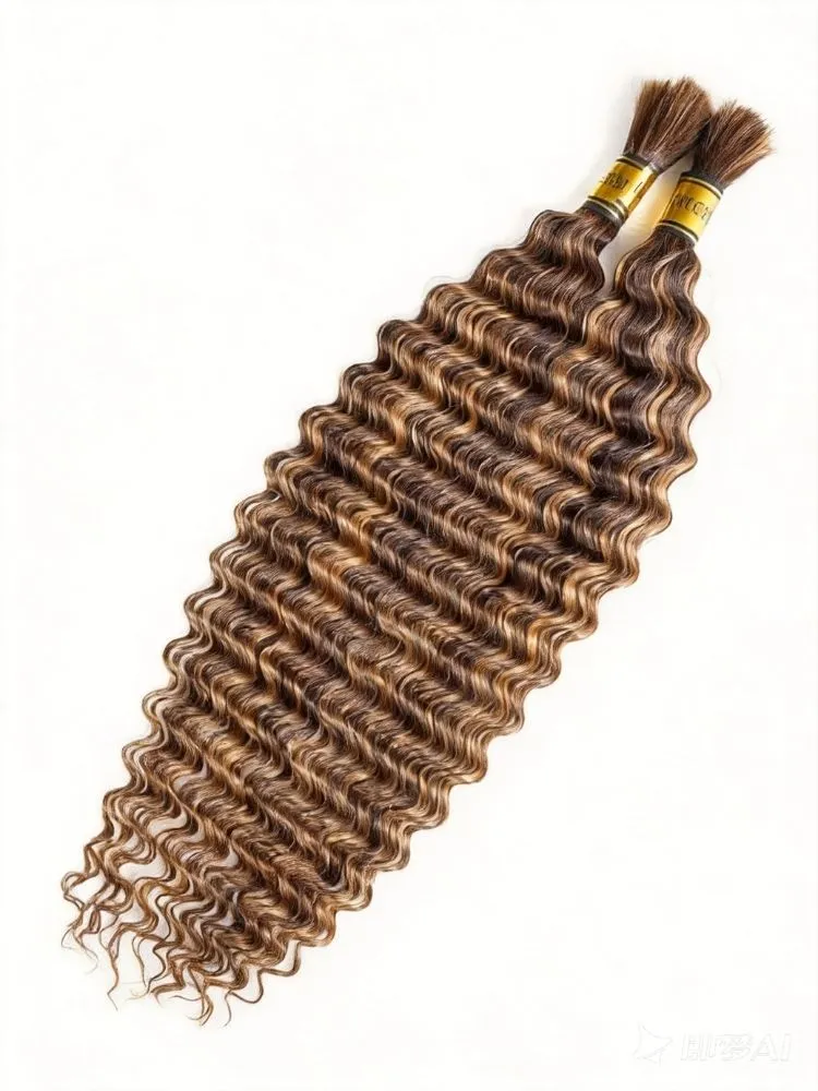 Deep Wave 4/27 Color Hair Bulk Human Braiding Hair No Weft 2 Bulks - Image 8