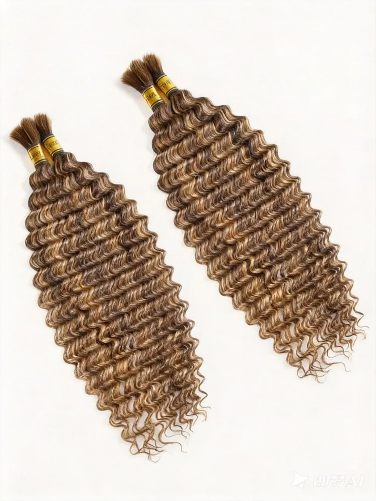 Deep Wave 4/27 Color Hair Bulk Human Braiding Hair No Weft 2 Bulks - Image 6