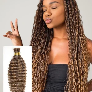Deep Wave 4/27 Color Hair Bulk Human Braiding Hair No Weft 2 Bulks