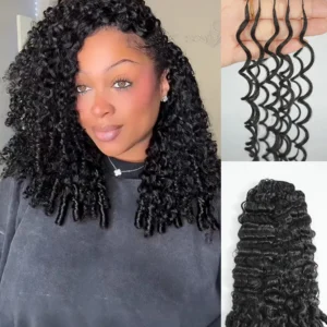 Burmese Curly Crochet Hair Natural Black Machine Made Feather Crochet Human Hair Extension