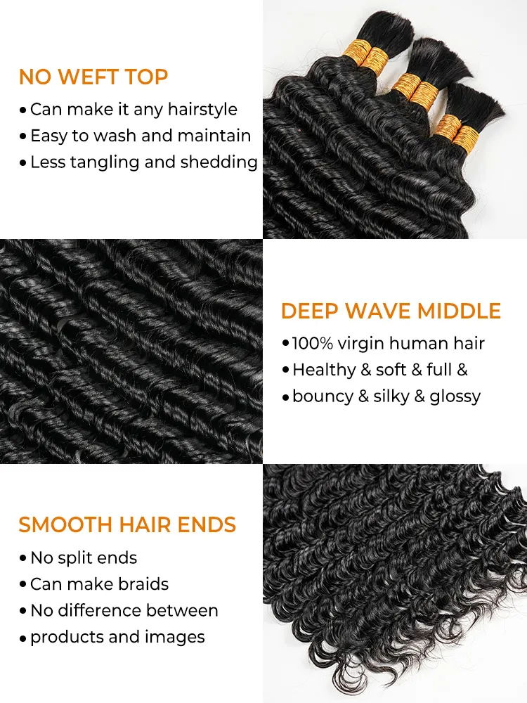 Deep Curly Human Hair Bulk For Braiding No Weft Two Bundles lots - Image 2