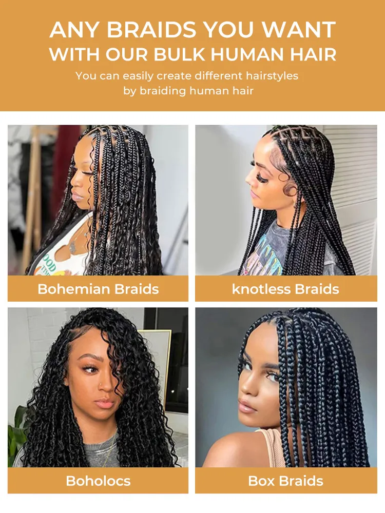 Deep Curly Human Hair Bulk For Braiding No Weft Two Bundles lots - Image 4