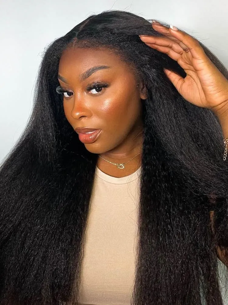 Invisible Drawstring Wigs Yaki Straight Transparent Lace 360 Lace Frontal with Baby Hair Around - Image 7