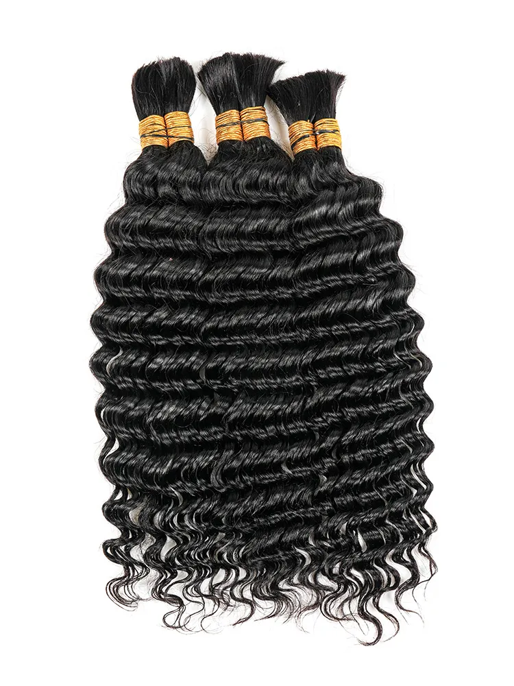 Deep Curly Human Hair Bulk For Braiding No Weft Two Bundles lots - Image 6