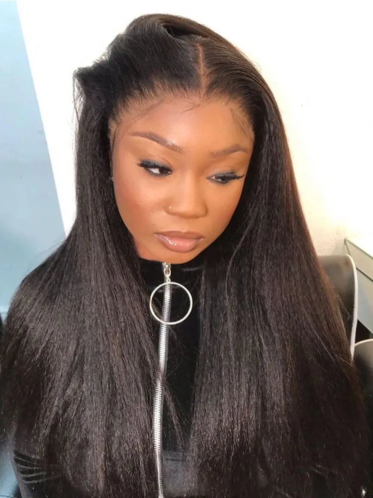 Invisible Drawstring Wigs Yaki Straight Transparent Lace 360 Lace Frontal with Baby Hair Around - Image 8