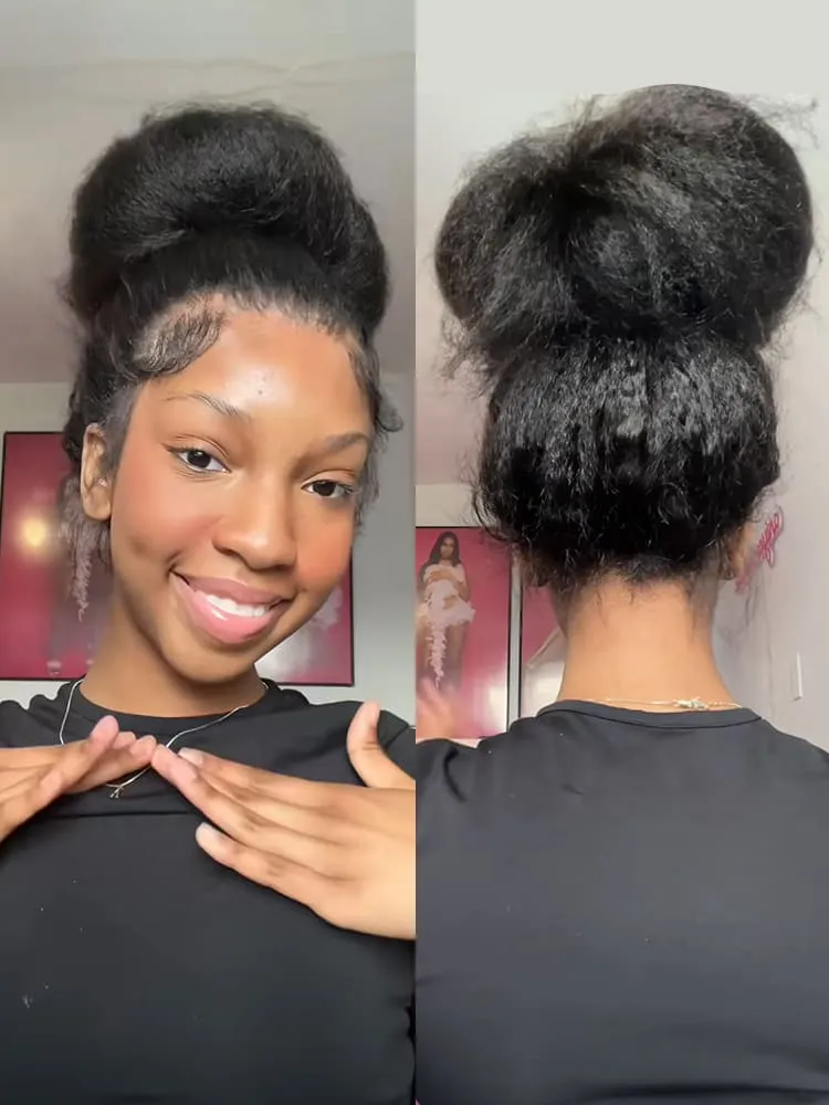 Invisible Drawstring Wigs Yaki Straight Transparent Lace 360 Lace Frontal with Baby Hair Around - Image 10